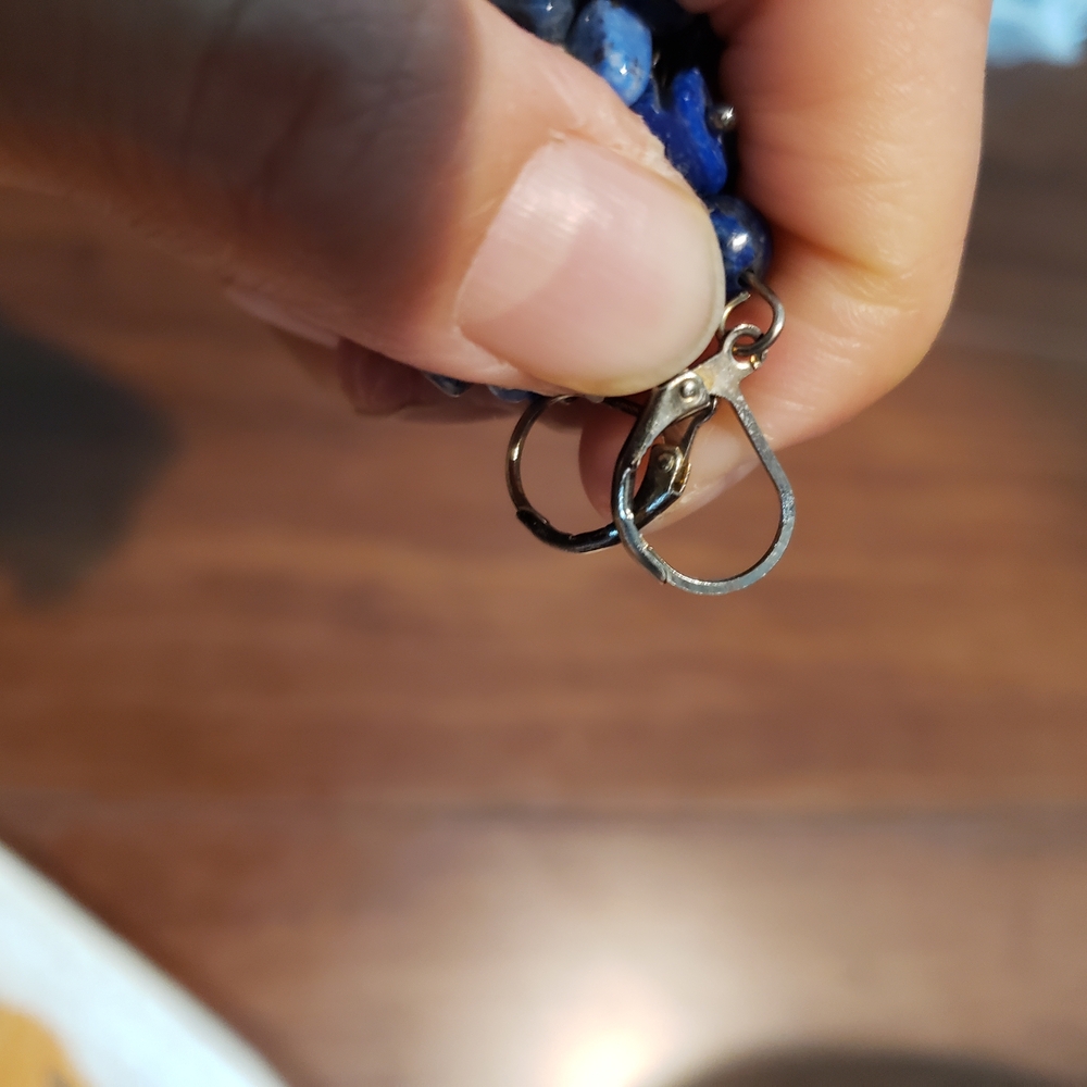 Lapis Lazuli Gemstone Dangle Earrings - Picture 3 of 4